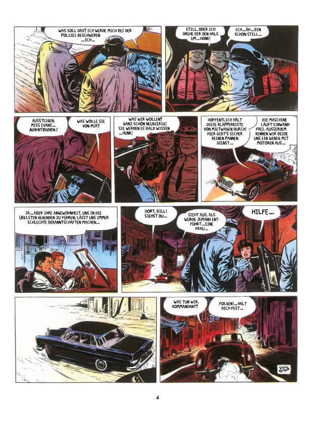 Comic page from Bob Morane Classic #7 featuring dramatic scenes and character dialogue in urban settings.