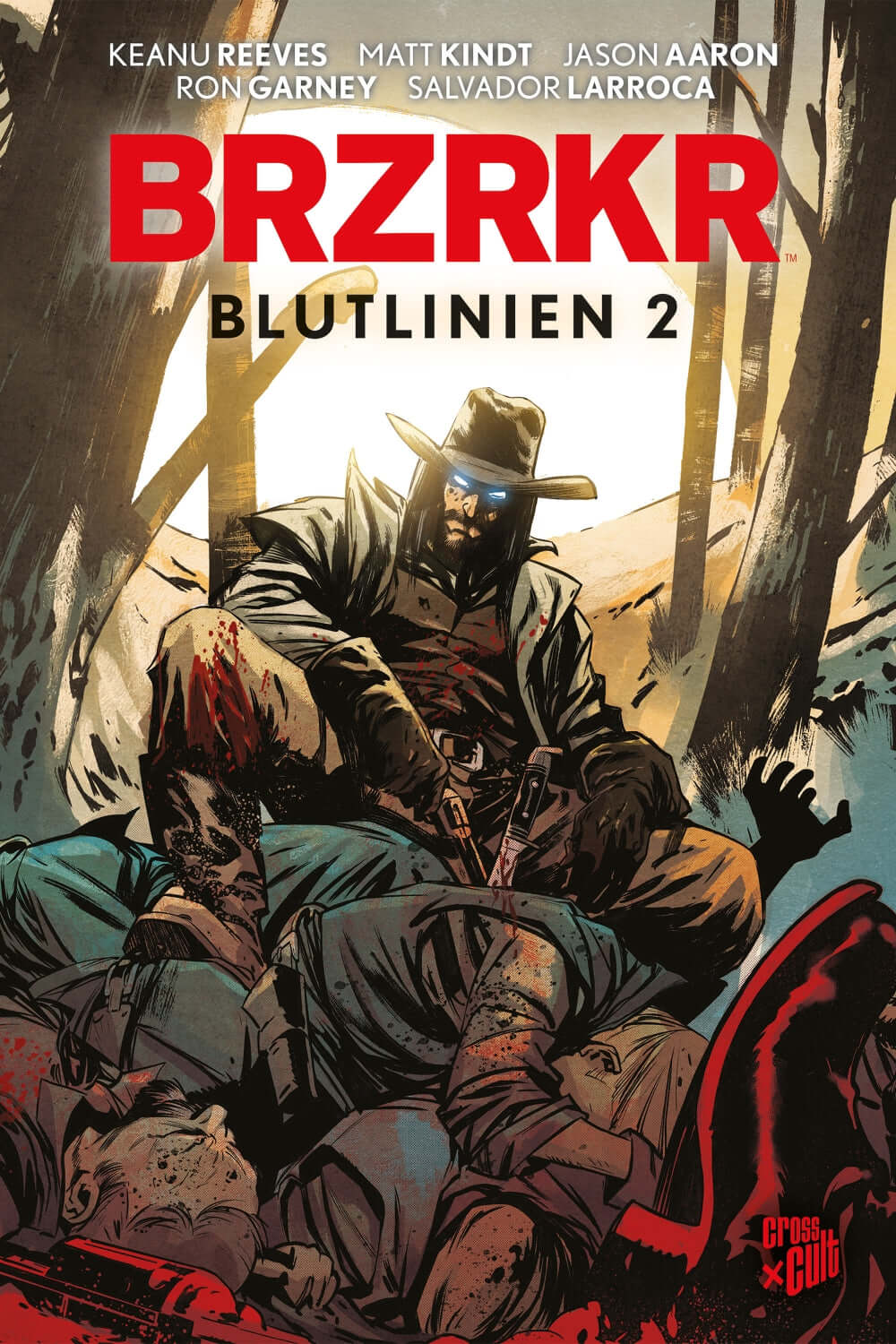 Cover of BRZRKR #5 - Blutlinien #2 featuring B. in a Wild West scene with dramatic artwork.