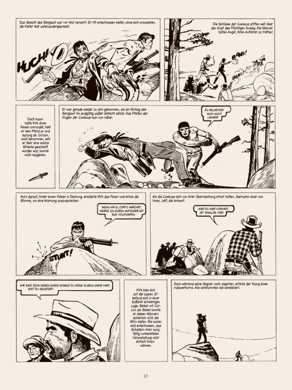 Sgt. Kirk #2- Zweite Epoche Comic-Seite mit Western-Abenteuer, Charakteren im Konflikt und dramatischen Szenen.