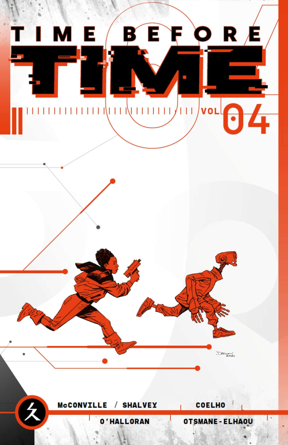 Cover von Time Before Time 4 Comic mit charakteristischen kunstvollen Illustrationen und futuristischem Design.