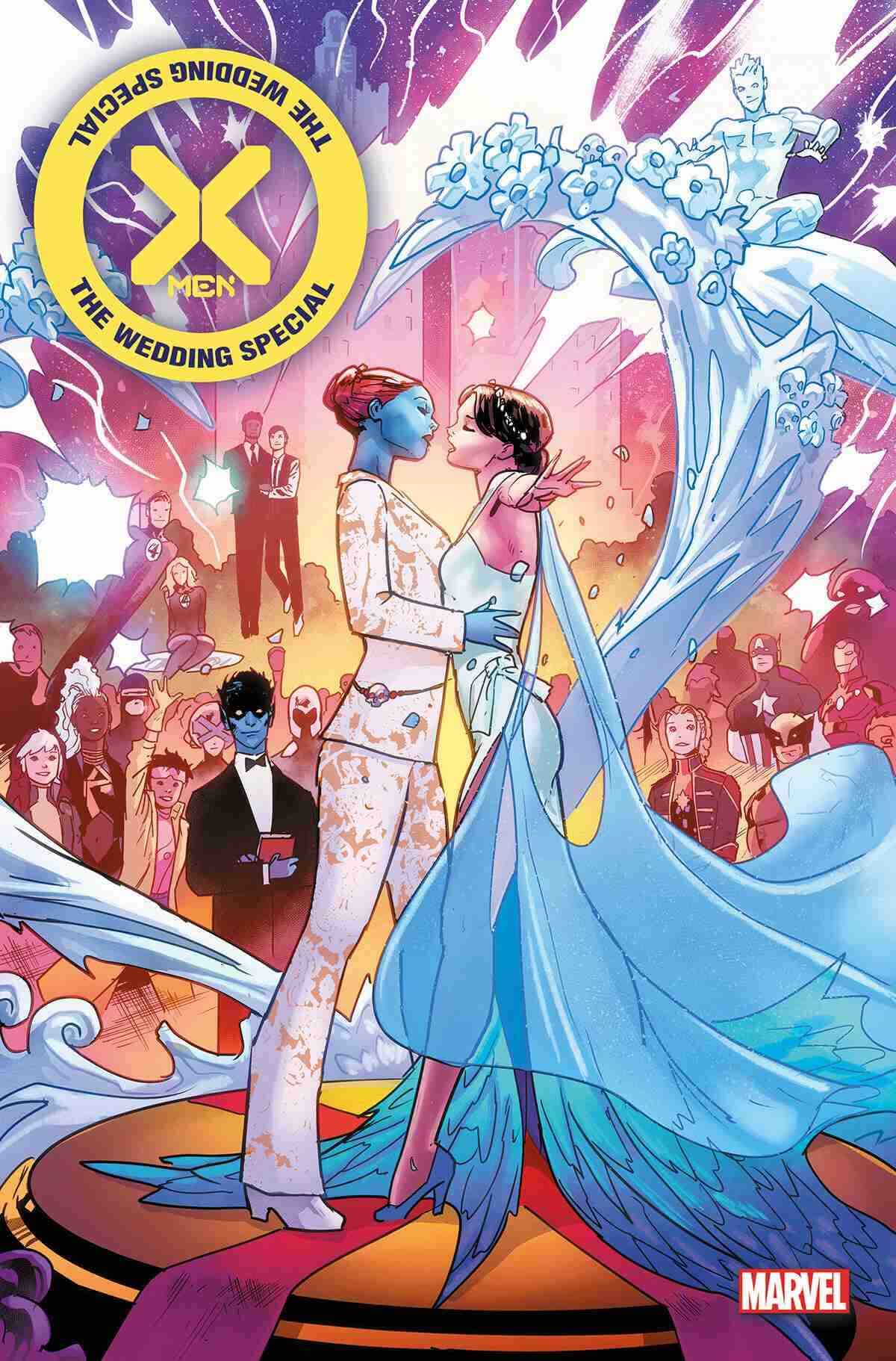 Marvel Pride: Liebe ohne Grenzen - Ein romantisches Cover mit Hochzeitsmotiv von X-Men im Marvel Universum.
