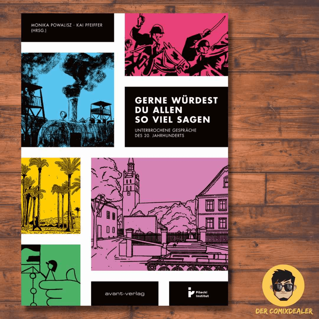 Cover der grafischen Novelle "Gerne würdest du allen so viel sagen" von Avant, zeigt historische Szenen.