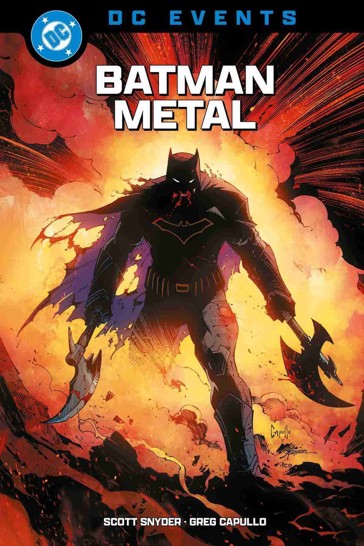 DC Events – Batman Metal comic cover featuring Batman in a dynamic pose amidst an explosion.