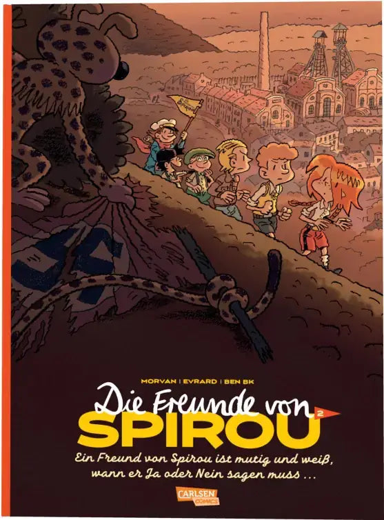 Die Freunde von Spirou #2 Buchcover mit Abenteuern und Illustrationen von Jean-David Morvan, David Evrard & Ben BK.
