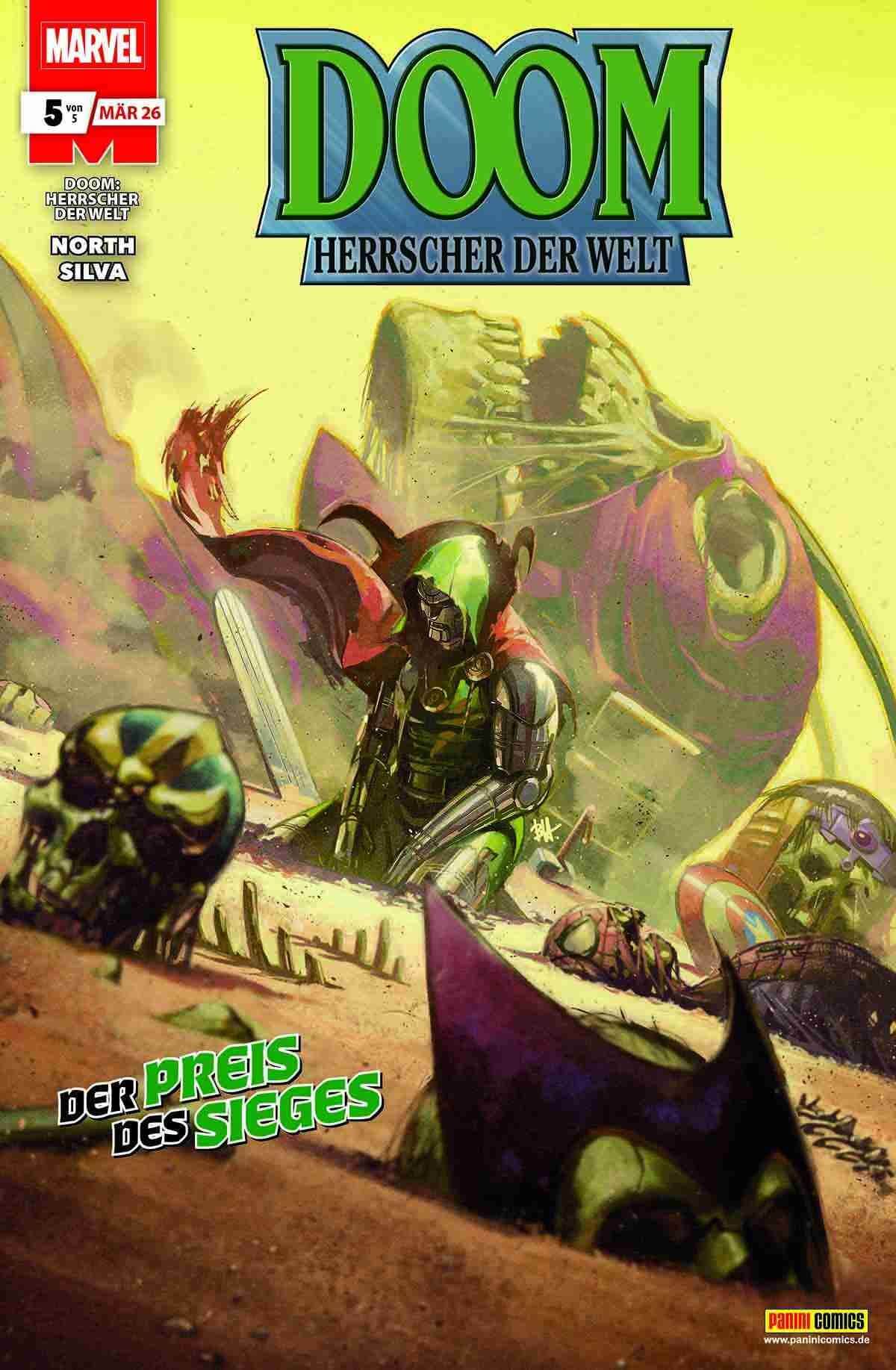 Doom - Herrscher der Welt #5 comic cover featuring Dr. Doom in vibrant colors and dramatic action.