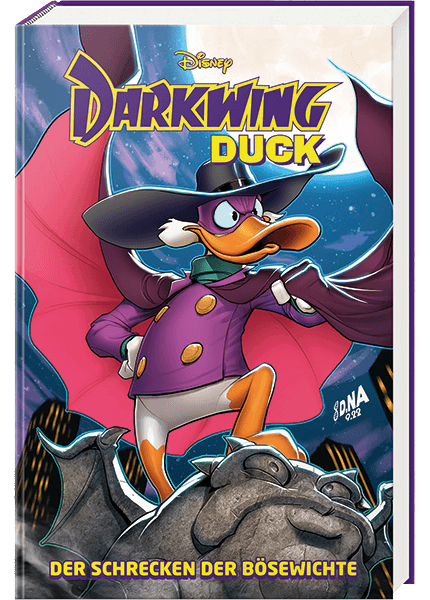 Darkwing Duck – Der Schrecken der Bösewichte Buchcover mit dem legendären Helden in Aktion.