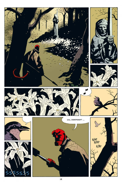 Hellboy Kompendium 2 (Neuauflage) comic page featuring Hellboy in a dark forest with mystical elements.
