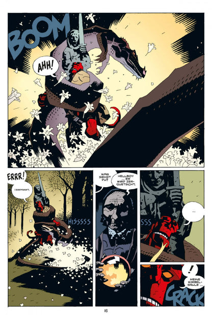 Hellboy Kompendium 2 (Neuauflage) comic page featuring action, monsters, and dramatic dialogue scenes.