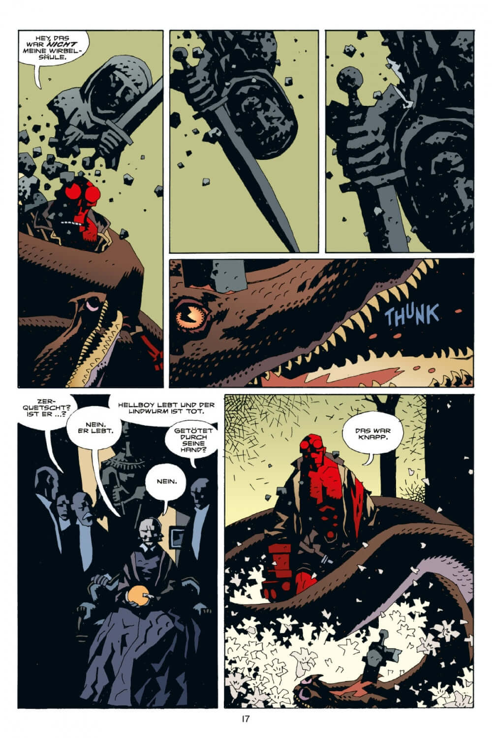 Hellboy Kompendium 2 (Neuauflage) comic page featuring Hellboy amidst mythical creatures and dark fantasy imagery.
