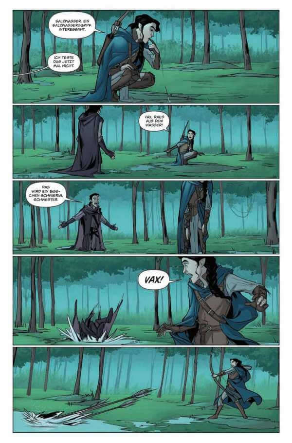 Critical Role #1 (Neuauflage) Vox Machina Origins comic page with characters in a forest setting.
