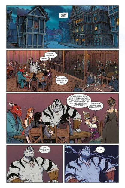 Critical Role #2 (Neuauflage) Vox Machina Origins comic page featuring characters in a tavern setting.