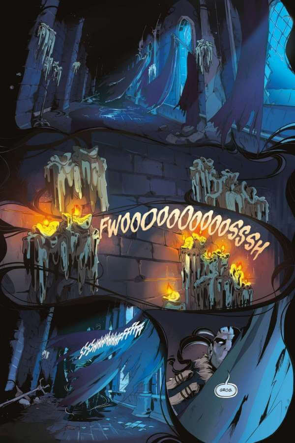 Critical Role #2 (Neuauflage) Vox Machina Origins comic panel showing a mysterious dungeon with flickering candles.