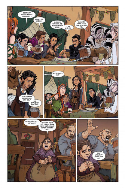 Critical Role 3 (Neuauflage) Vox Machina Origins comic page featuring characters in a tavern setting.
