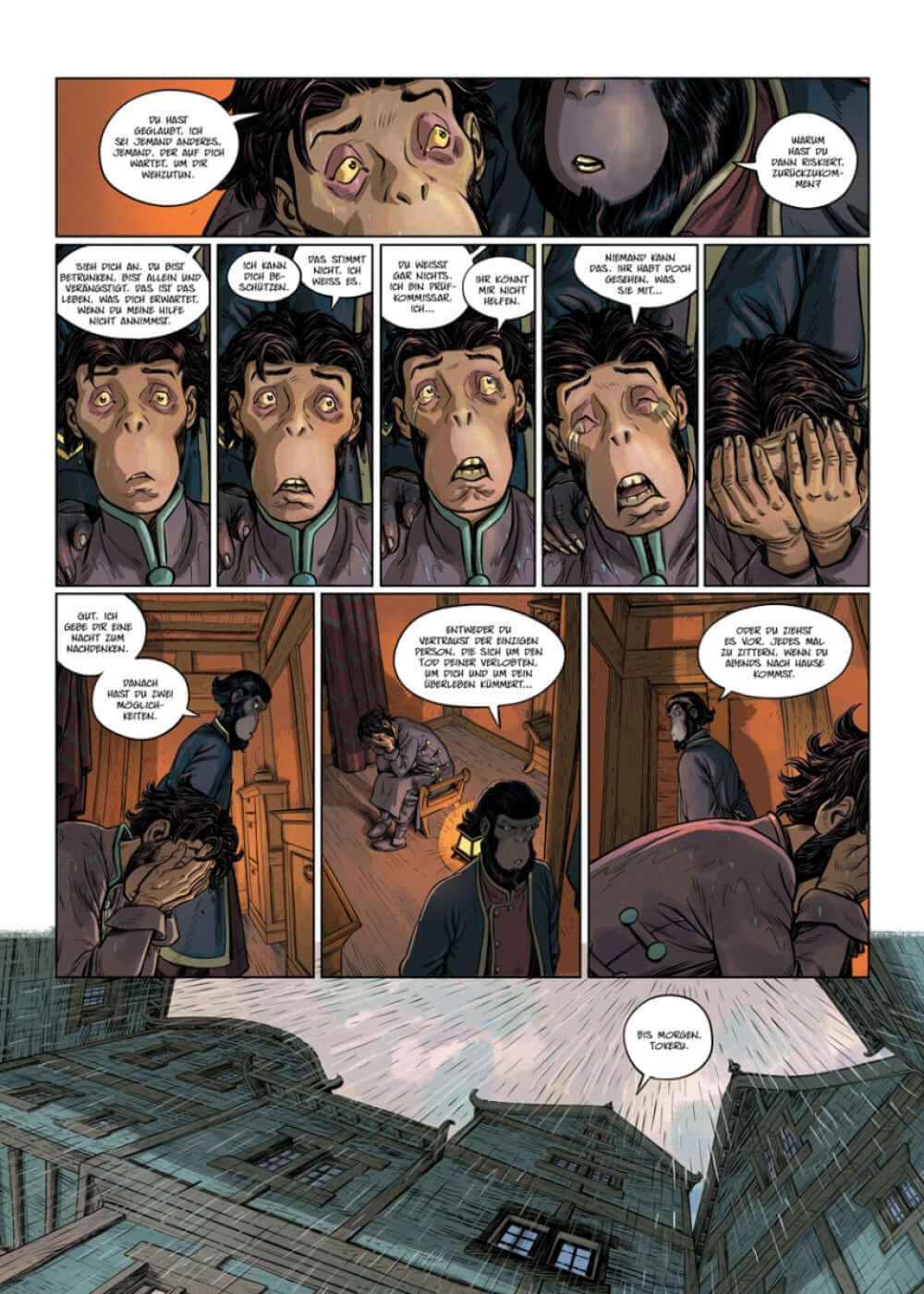 Die 5 Reiche #9 - Dein inneres Lachen Comic-Seiten mit Charakteren, die Emotionen und Intrigen zeigen.