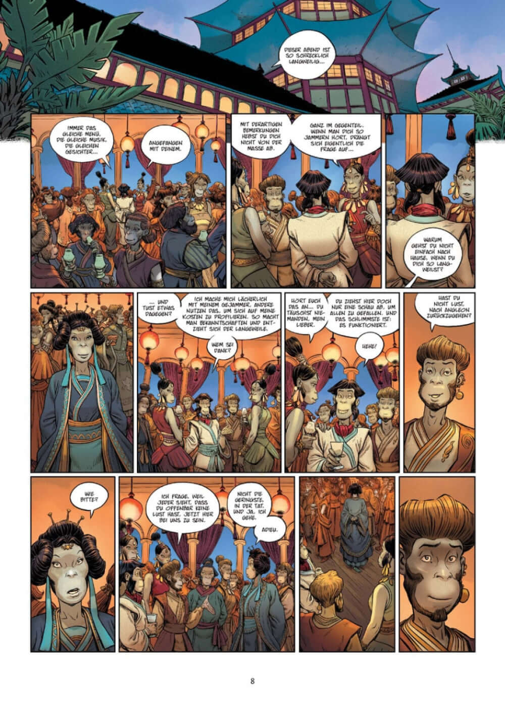 Die 5 Reiche #9 - Dein inneres Lachen, comic page showcasing fantasy characters in an intricate setting.