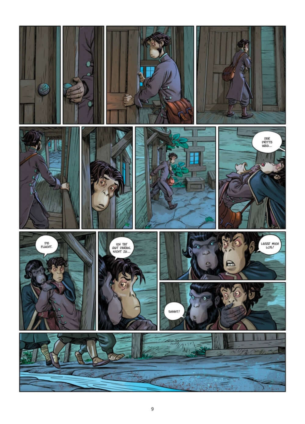 Die 5 Reiche #9 - Dein inneres Lachen Comic-Illustration mit Charakteren in einer spannenden Szene.