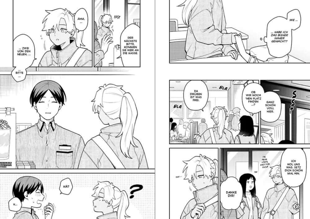 Voll kein Typ #09 Manga-Seite mit Charakteren in romantischen Situationen und Humor.