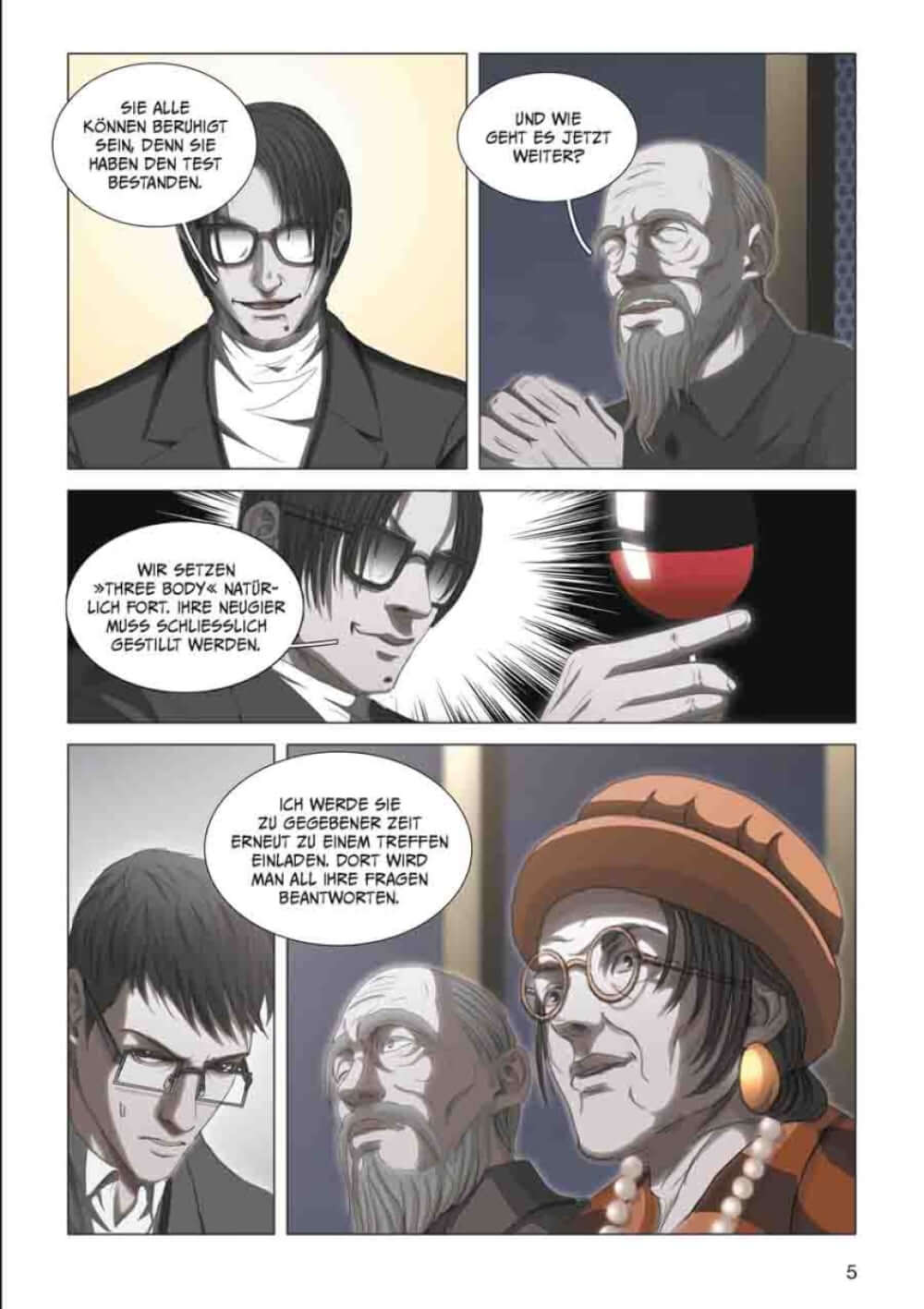 3 Body Problem #06 Comic-Seite mit Charakteren in philosophischem Gespräch und Albert Einstein.