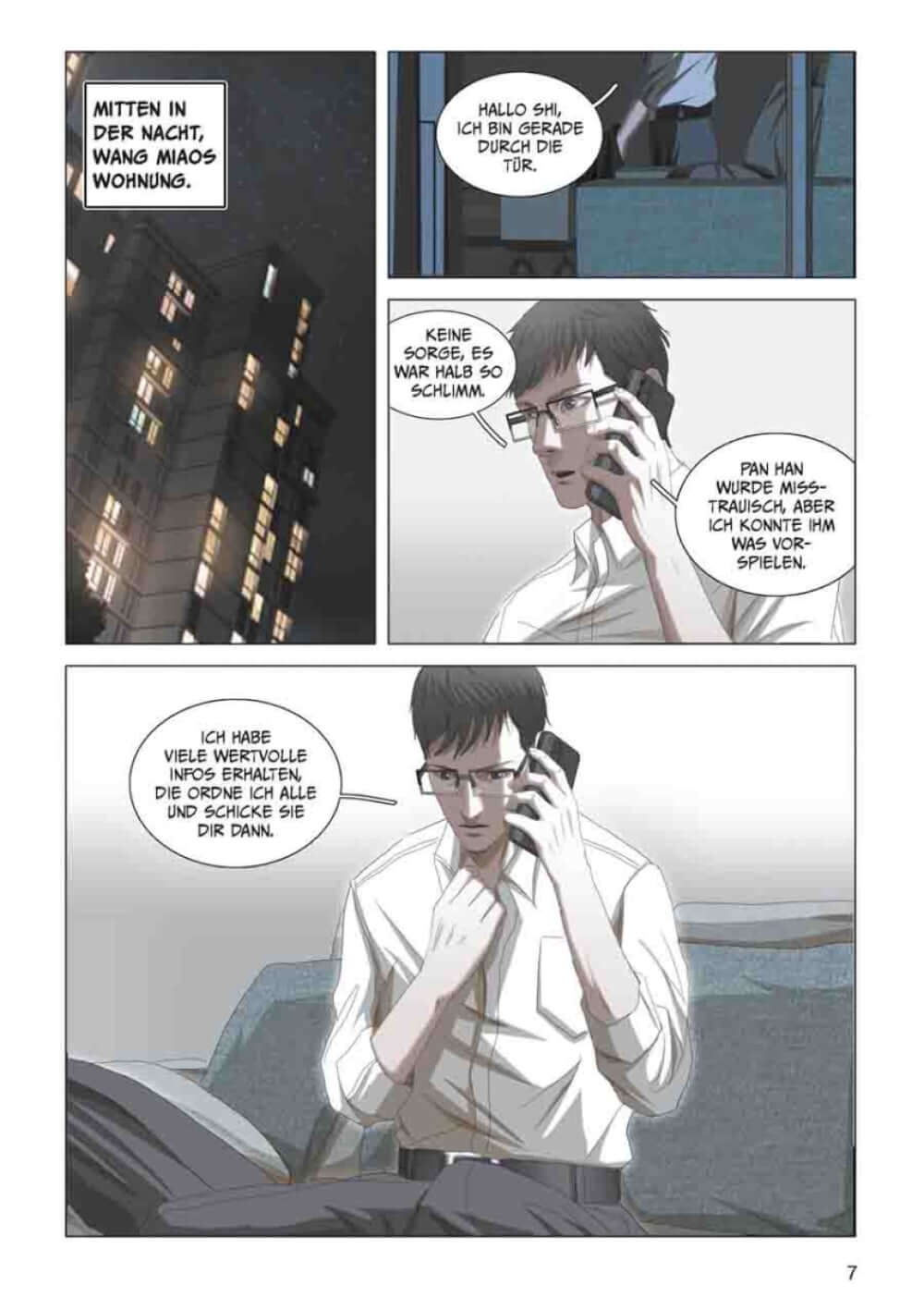 3 Body Problem #06, Wang Miao in seiner Wohnung, telefoniert in der Nacht, philosophische Erkenntnisse.