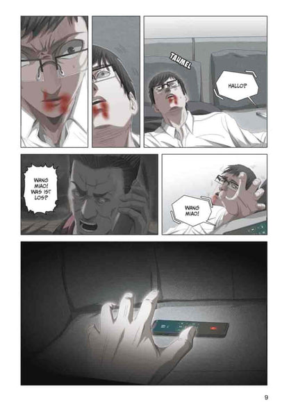 Comic panel from 3 Body Problem #06 featuring a tense conversation and mysterious events.