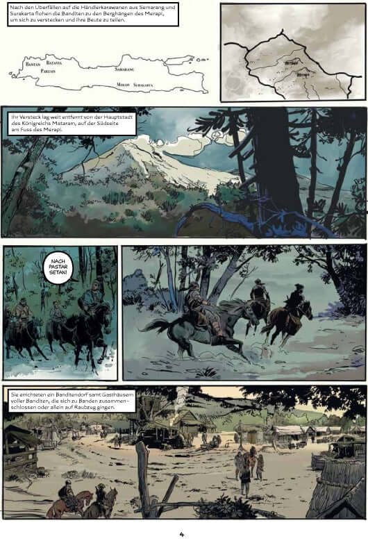 Elang Jawa #1 Der Pirat von Pasar Setan - Seite mit Map und Szenen aus der Geschichte in epischer Fantasy.