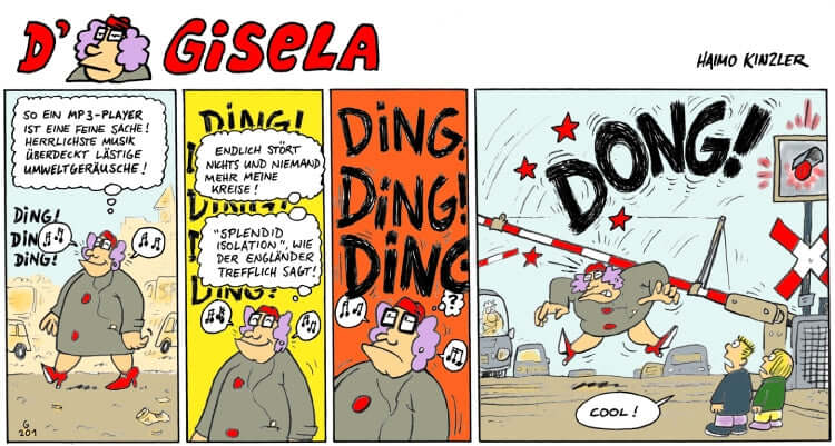 Comic strip featuring Gisela #1 - Gisela gibt Gas, showcasing humor in everyday situations by Haimo Kinzler.