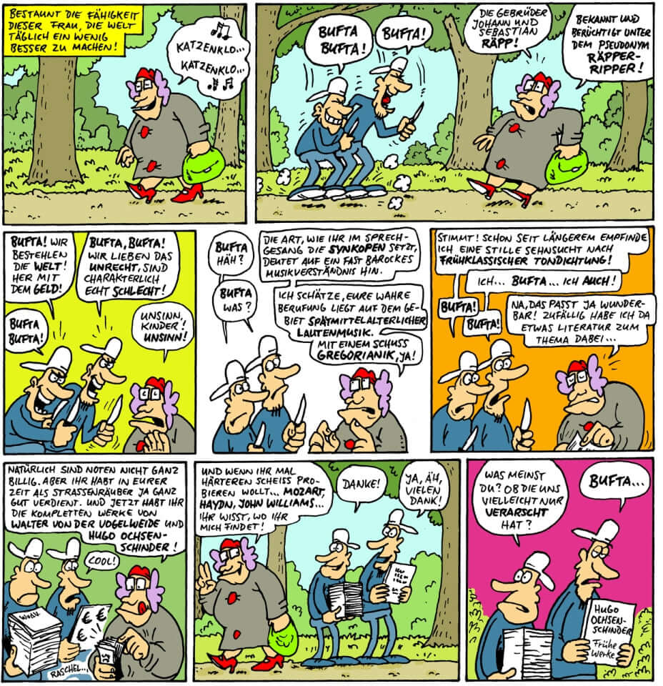 Gisela #3 - Mission Possible comic strip featuring humorous interactions among characters in a park.