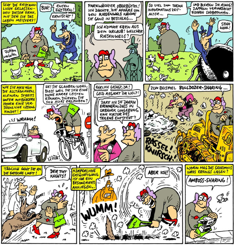 Comic strip illustrating humor in daily life with characters engaging in funny scenarios, Gisela #3 - Mission Possible.