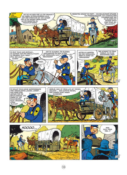 Die blauen Boys Gesamtausgabe 7 Comic-Seite mit humorvollen Szenen aus dem Western-Bürgerkrieg.