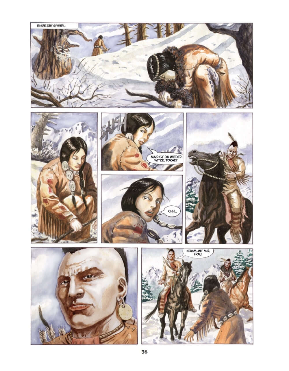 Szene aus dem Lakota Sioux Abenteuer Comic über das Erwachsenwerden und Abenteuer in der Wildnis.