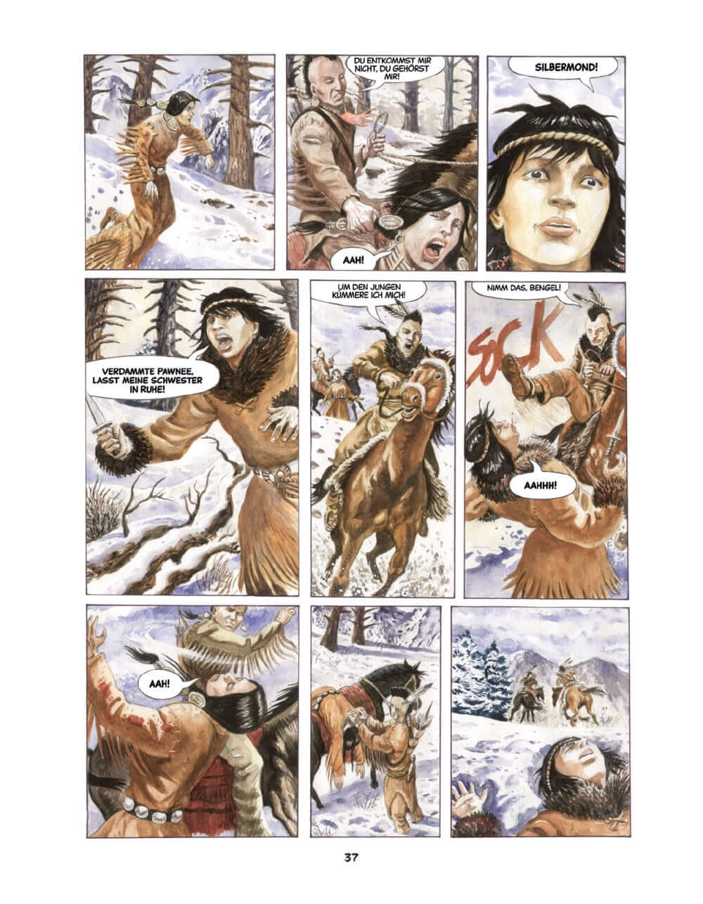 Comic-Seite aus Tokae: Lakota Sioux Abenteuer Comic mit actionreichen Szenen und starken Emotionen