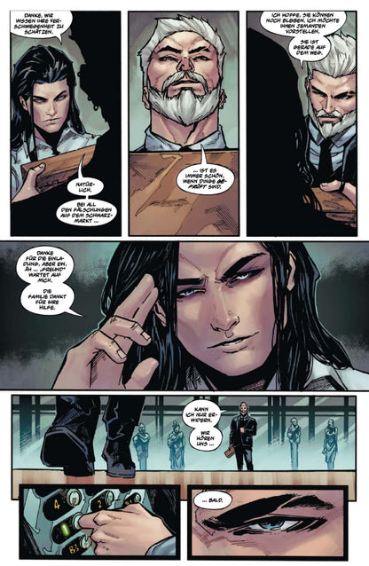 Witchblade #2 SC comic page featuring characters in a tense dialogue scene, showcasing vivid artwork and dynamic expressions.