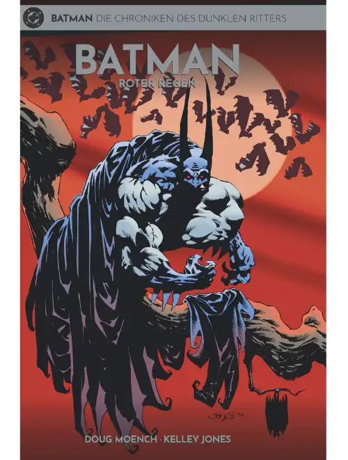 Batman - Die Chroniken des dunklen Ritters Ausgabe #13: Roter Regen Cover mit düsterem Batman und fliegenden Fledermäusen.