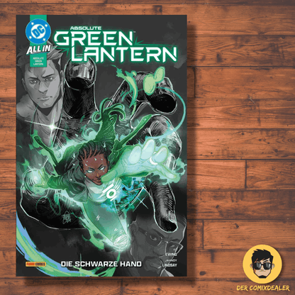 Absolute Green Lantern #1 comic book cover featuring characters and vibrant designs.