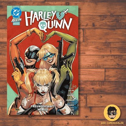 Harley Quinn #5 - Freundschaft Minus comic cover featuring Harley and friends, vibrant art, available in softcover.