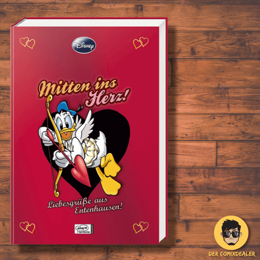 Enthologien Nr. 08: Mitten ins Herz! - Liebesgrüße aus Entenhausen! Buchcover mit Donald Duck.