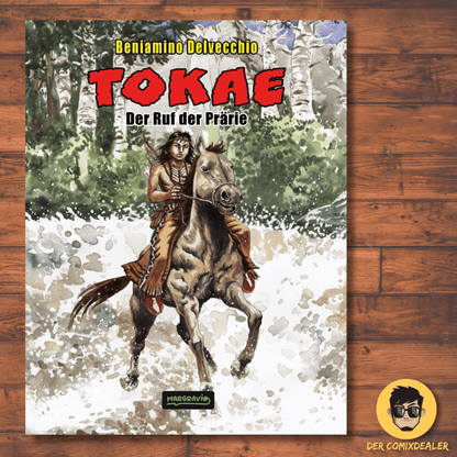Cover des Comics Tokae über Lakota Sioux Abenteuer Comic mit einer Figur auf einem Pferd.