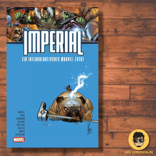 Imperial - Ein intergalaktisches Marvel-Event #2 Comic Cover mit Hund und Marvel-Heroes