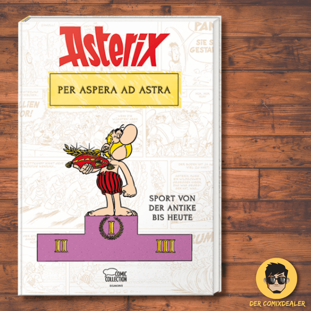 Asterix - Per aspera ad astra - Sport von der Antike bis heute book cover featuring a character with a laurel wreath