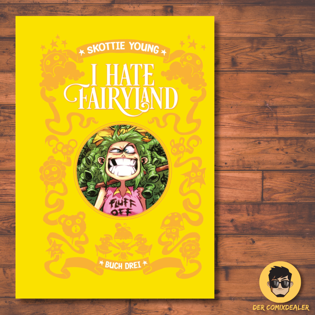 I Hate Fairyland 3 Deluxe Edition von Skottie Young, farbenfrohes Cover mit kämpferischer Figur.