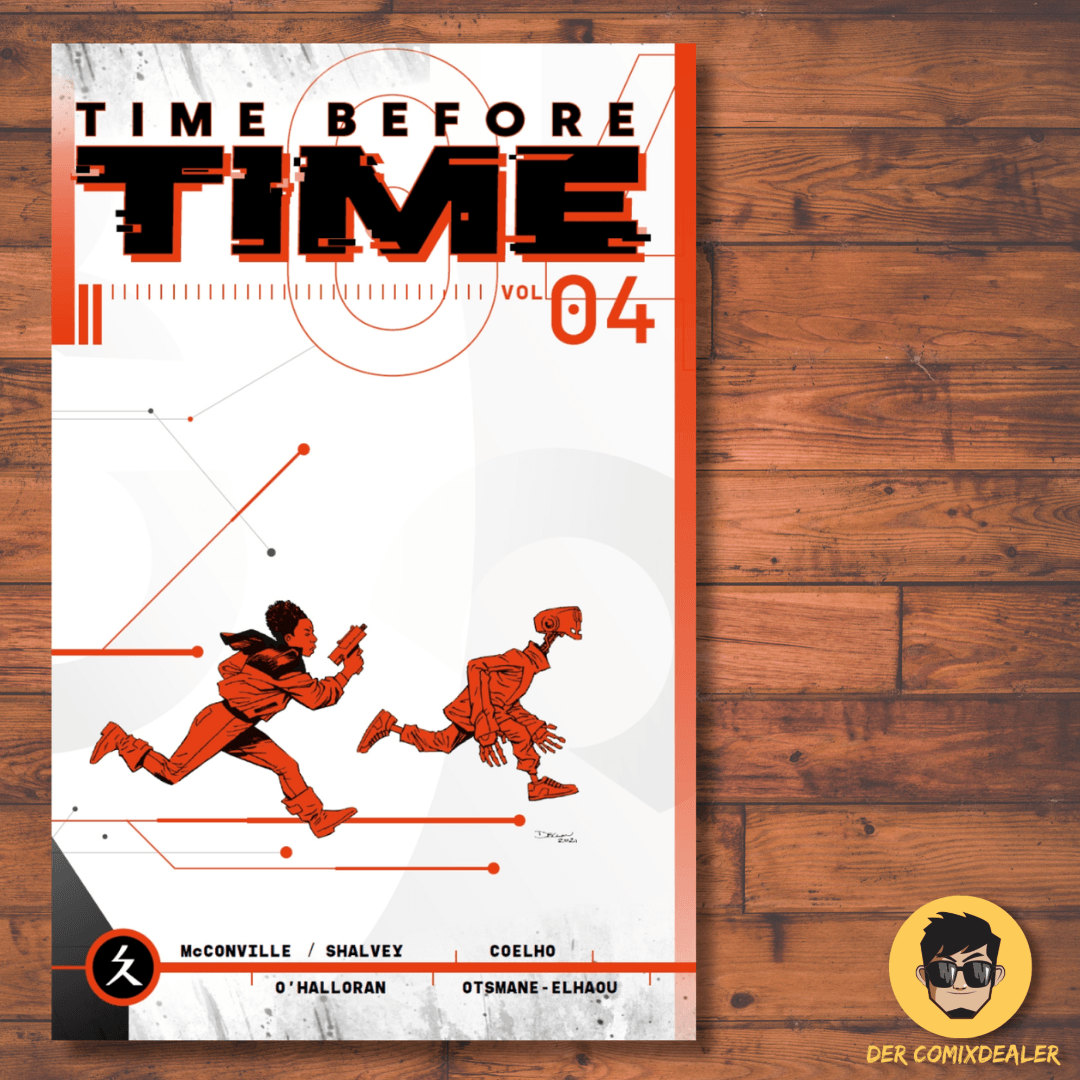 Time Before Time 4 Comic Cover mit Charakteren in Bewegung, Science-Fiction und limitierter Ausgabe.
