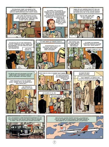 Blake und Mortimer #26: Acht Stunden in Berlin Comic-Seite mit Agenten und Charakteren im Kalten Krieg.