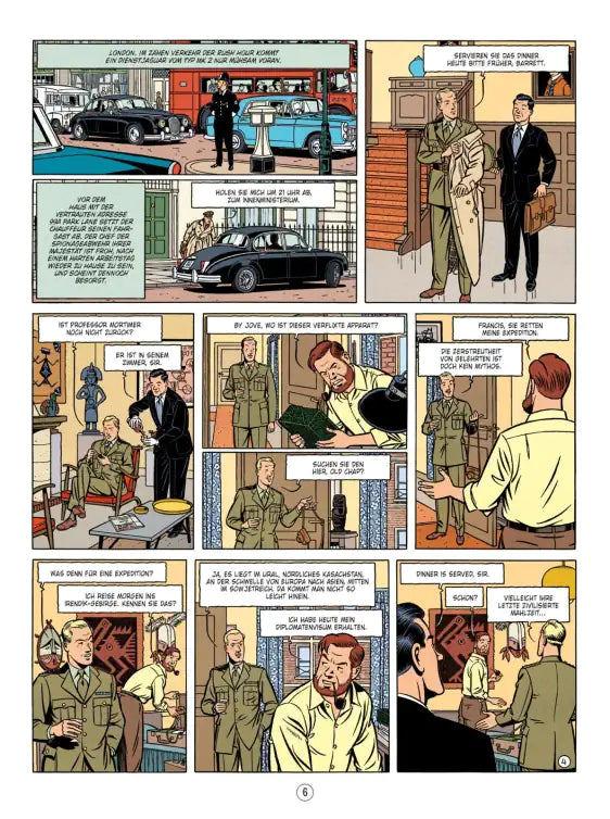 Blake und Mortimer #26: Acht Stunden in Berlin Comic-Seite mit Charakteren und Szenen aus dem Agententhriller.