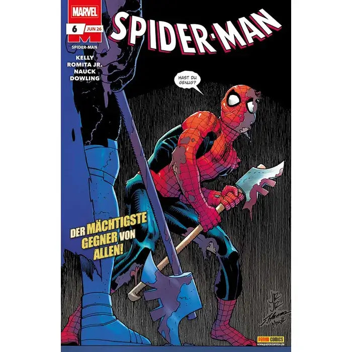 Spider-Man #6 Comic Cover featuring Spider-Man facing a powerful opponent, showcasing action and intense battle.