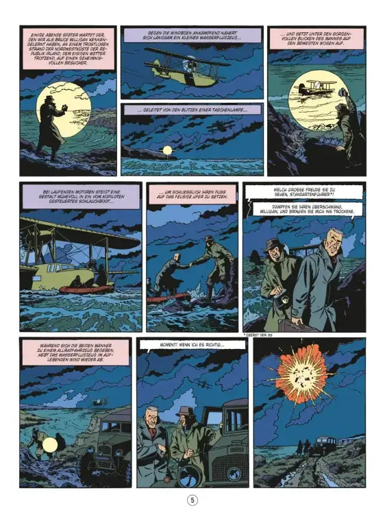 Comic-Seiten aus Blake und Mortimer #25: Der letzte Tigerhai, Spionage und Action im historischen Thriller.