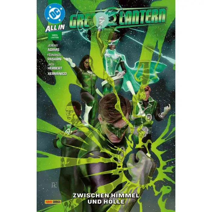Green Lantern #5 comic cover featuring characters in cosmic battle, zwischen Himmel und Hölle theme, vibrant colors.