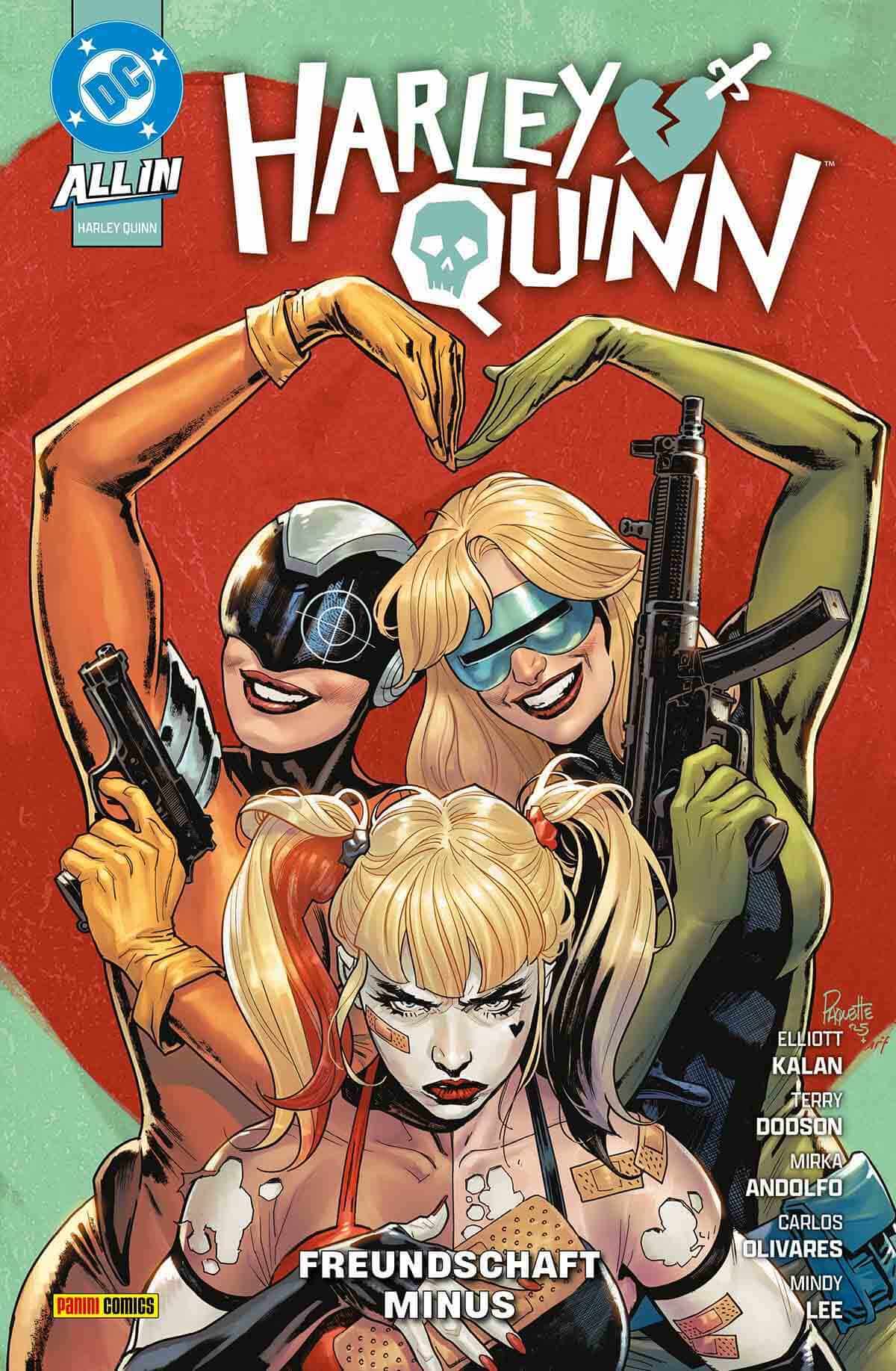 Harley Quinn #5 - Freundschaft Minus comic cover featuring Harley Quinn and friends in colorful poses.