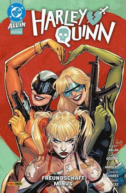 Harley Quinn #5 - Freundschaft Minus comic cover featuring Harley Quinn and friends in colorful poses.