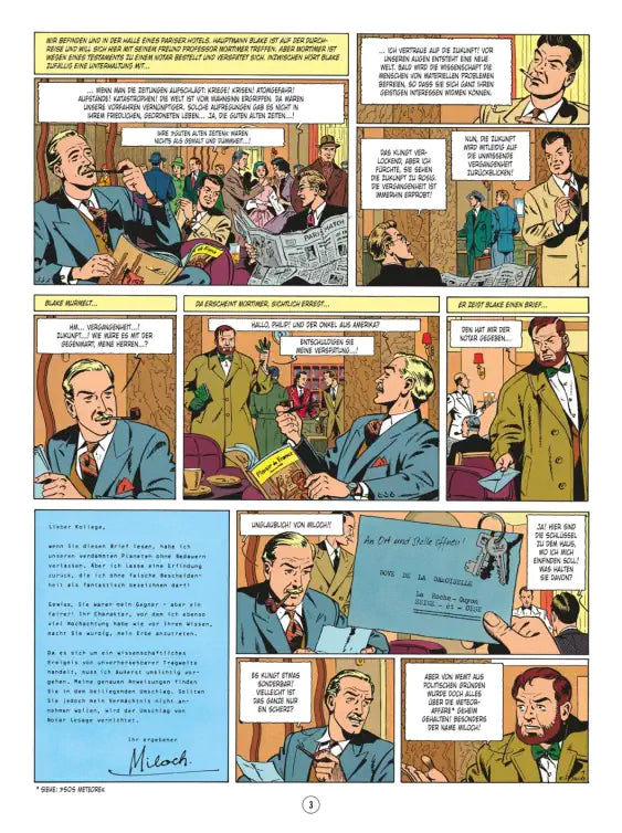 Blake und Mortimer #6: Die teuflische Falle Comic-Seite mit Charakteren in einem spannenden Abenteuer.