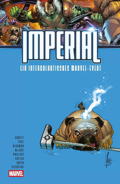 Imperial - Ein intergalaktisches Marvel-Event #2 Comic Cover, featuring characters and a pug in dynamic art.